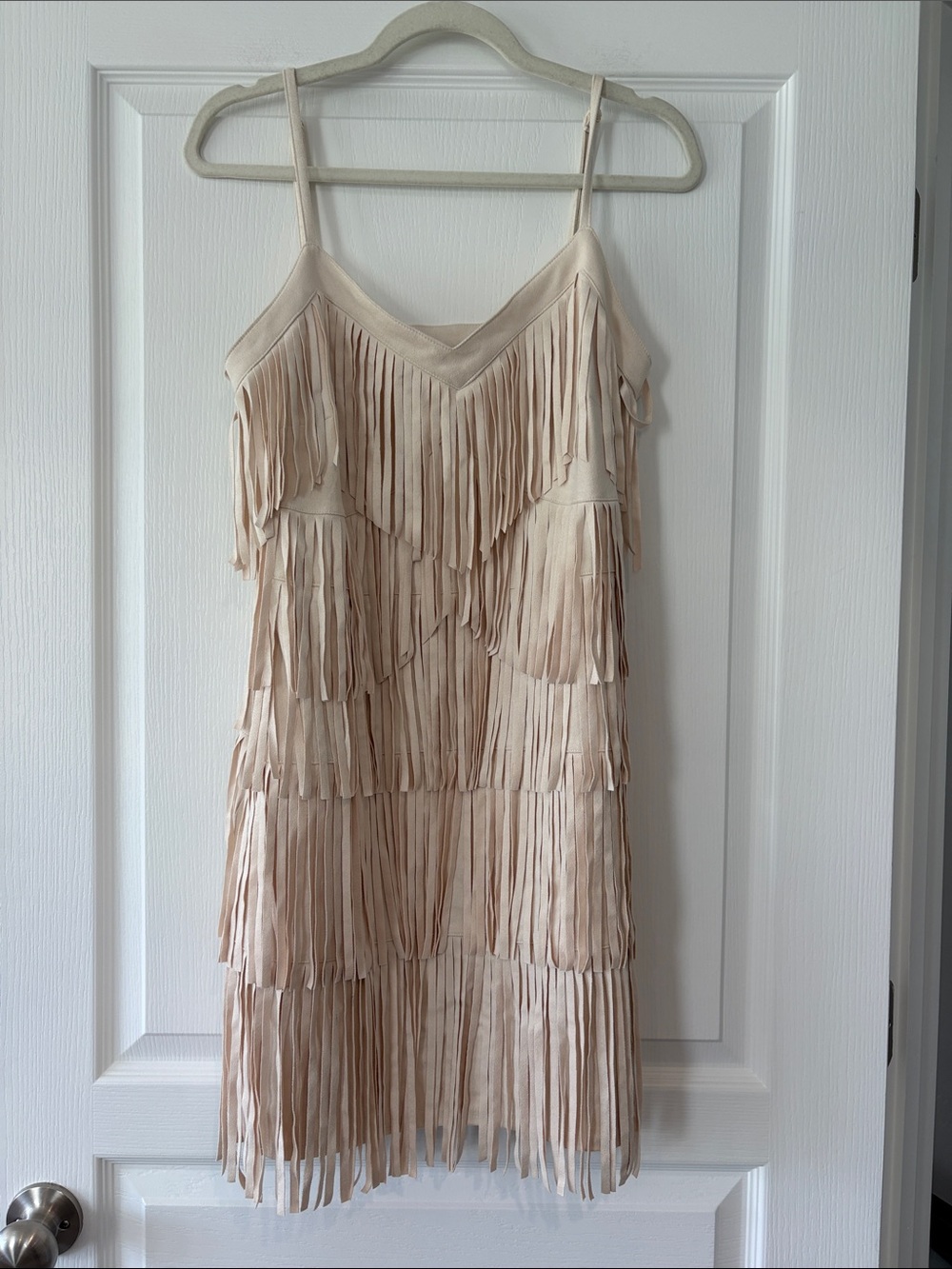 Idyllwind Beige Fringe Tiered Slip Dress- see notes!